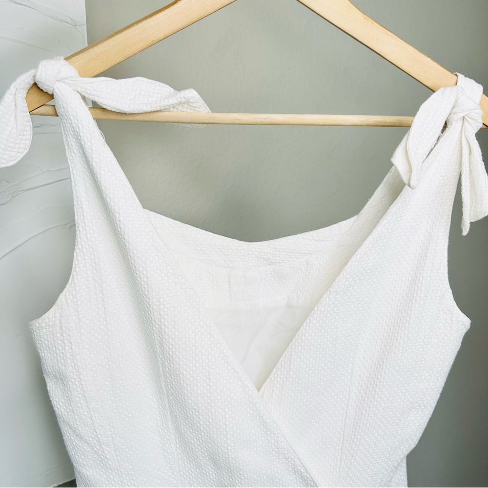 White Sleeveless Bow Mini Dress - Picture 10 of 15
